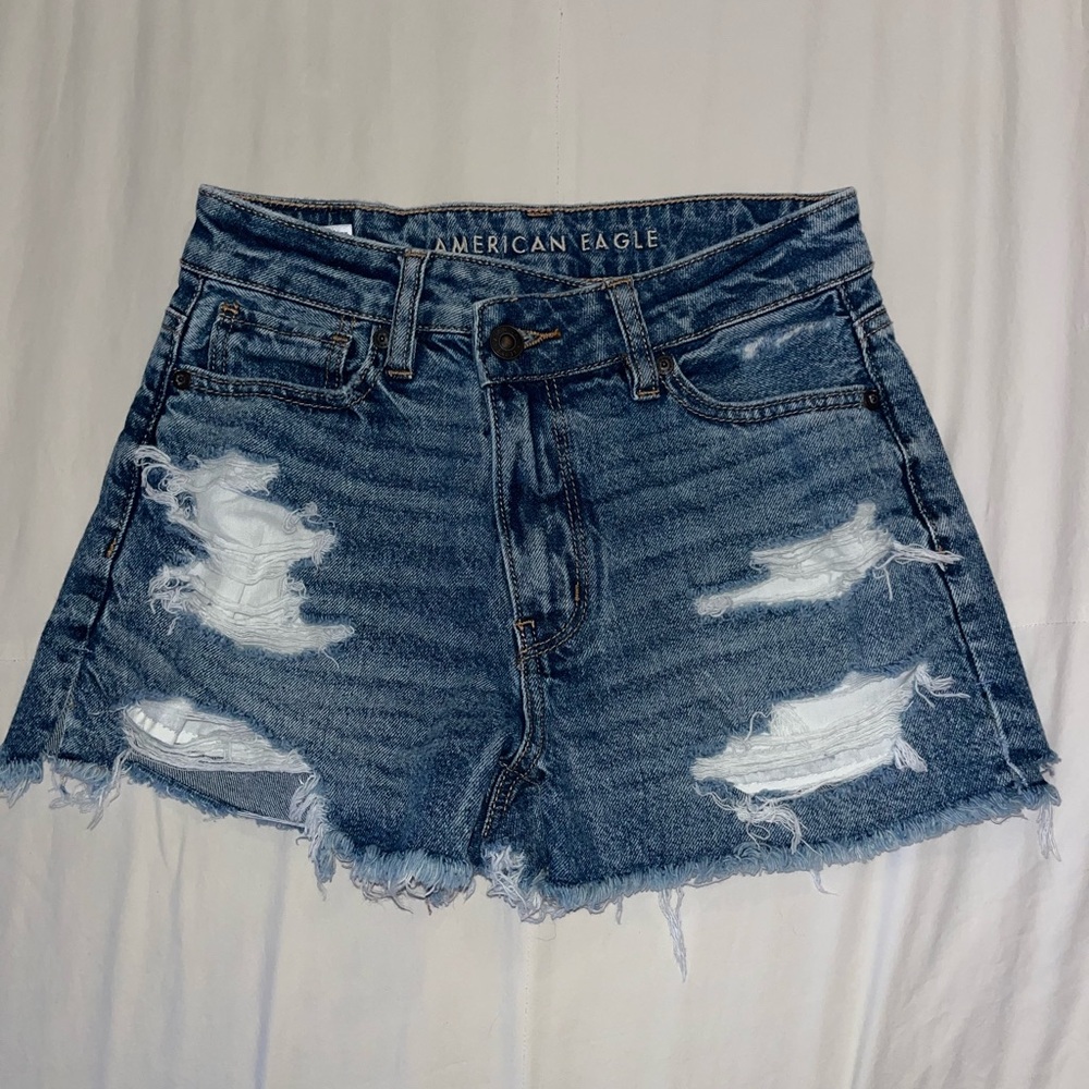 American Eagle Distressed Denim Mom Shorts
